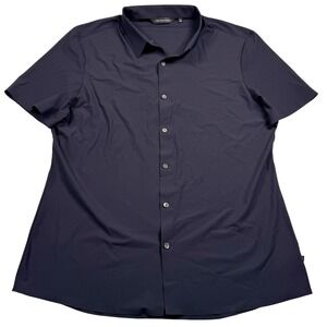 7 Diamonds Button Up Shirt Mens Large Navy Blue American Me Short Sleeve Golf